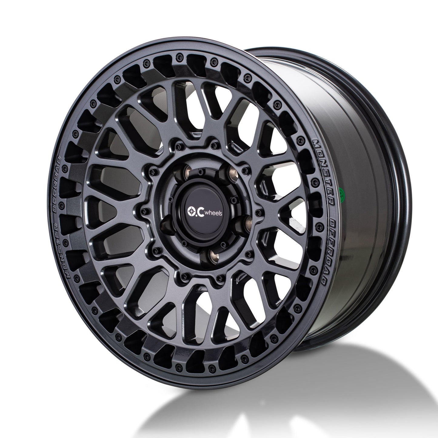 Jante 4X4 OC WHEELS 2181 en métal mat gris foncé, design robuste pour véhicules tout-terrain, vue de face.