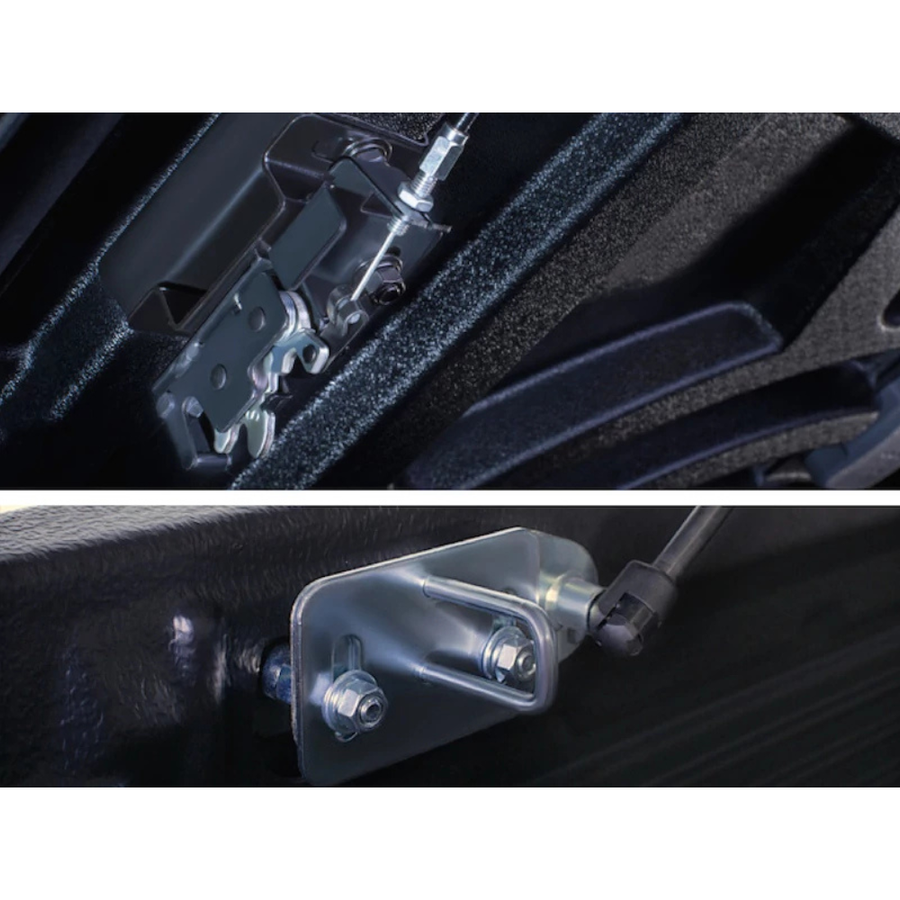 Couvre benne Aeroklas Speed en double coque ABS noir grainé pour cabine double, protège la benne du véhicule.
