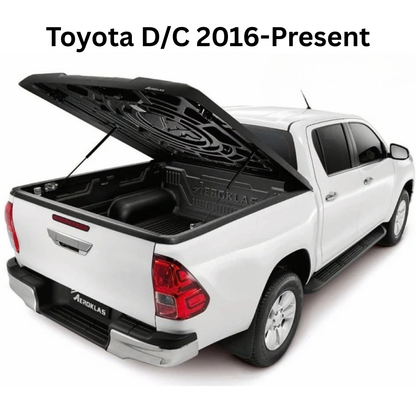 Couvre benne Aeroklas Speed en double coque ABS noir grainé pour double-cab, protection robuste pour la benne.