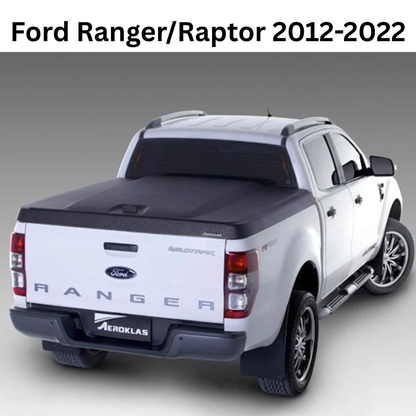 Couvre benne Aeroklas Speed en double coque ABS noir grainé pour double cab, protection robuste pour la benne de camion.