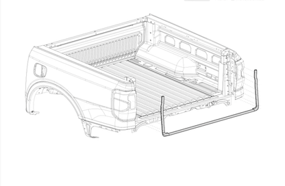 Joint anti-poussière pour ridelle Aeroklas sur support de benne, adapté aux Ranger, Raptor et Amarok 2023+ en image.