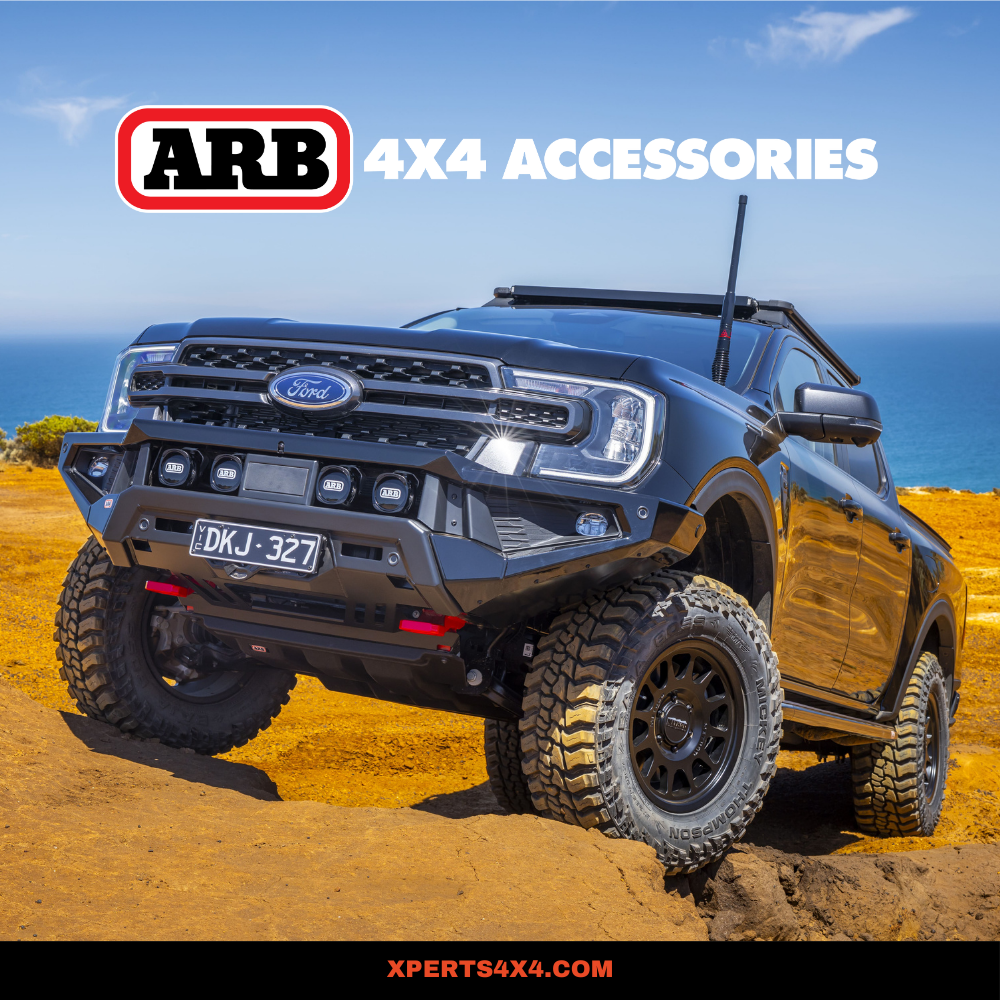 Pare-choc avant ARB Zenith pour Ford Ranger 2023+ avec barre de treuil, robuste et renforcée, design moderne et fonctionnel.