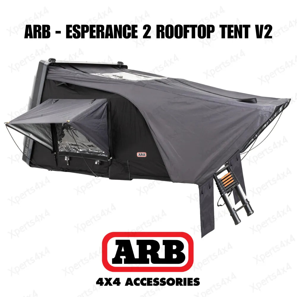 Tente de toit ARB Esperance V2 avec coque rigide ABS, installation facile, idéale pour camping en plein air.