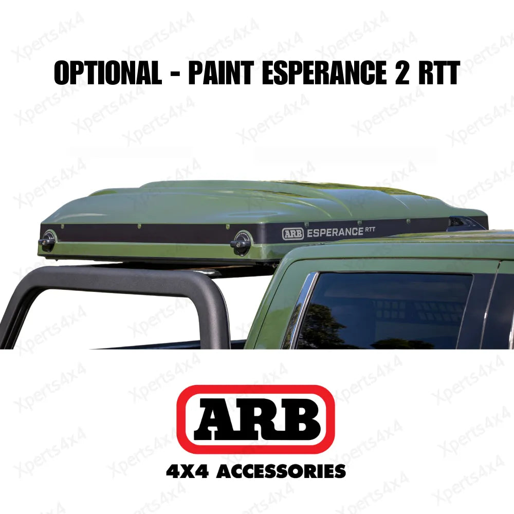 Tente de toit ARB Esperance V2 avec coque rigide en ABS installée sur un véhicule tout-terrain.