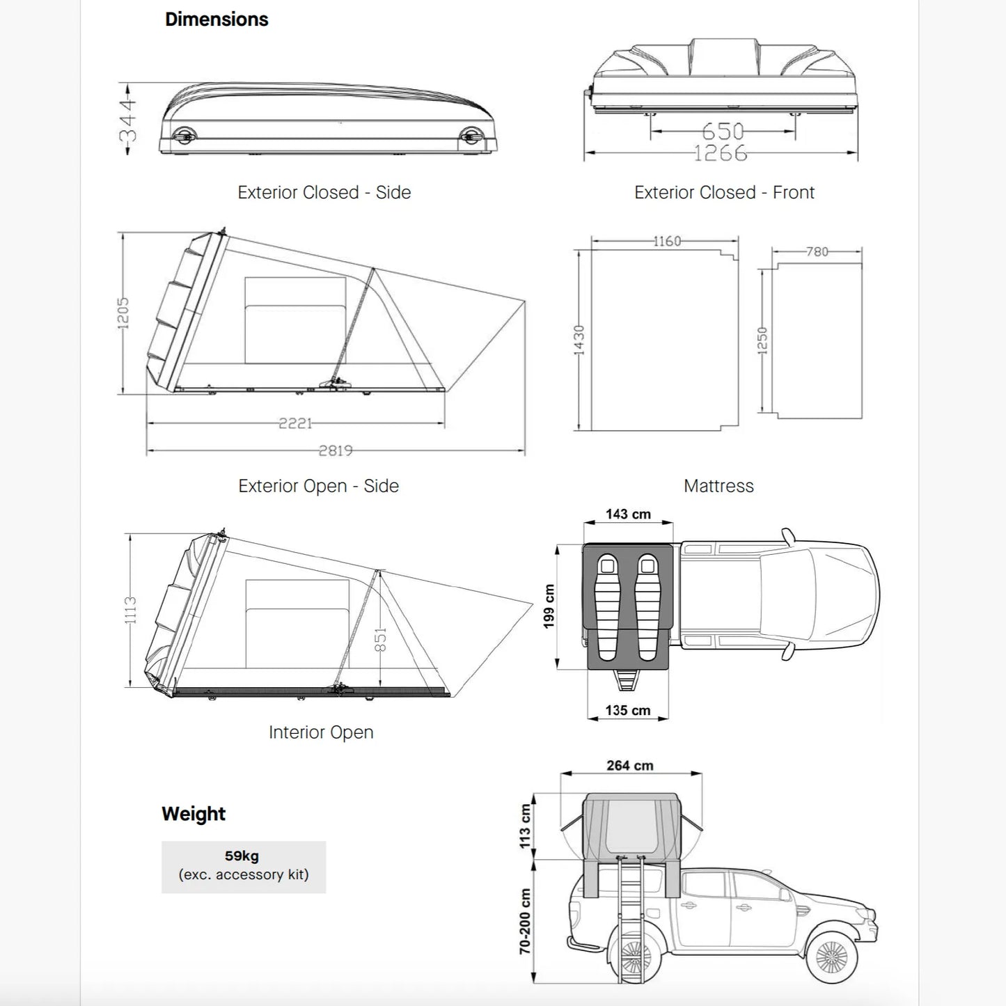 Tente de toit ARB Esperance V2 avec coque rigide ABS, installée sur un véhicule, design robuste et pratique pour camping en plein air.