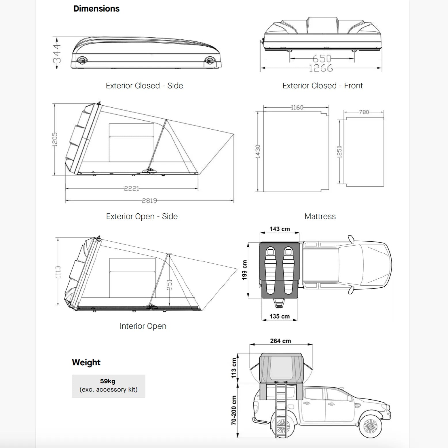 Tente de toit ARB Esperance V2 avec coque rigide ABS, installée sur un véhicule, design robuste et pratique pour camping en plein air.