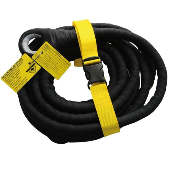 Sangle de traction noire BLACK SNAKE, sangle cinétique 4x4 en nylon robuste pour entraînement et activités outdoor.