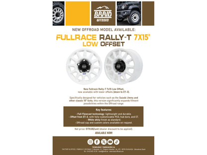 Jante Alu BRAID Fullrace Rally Blanche 7x15 5x139.7 ET-3 sur Xperts4x4 Accessoires 4x4 Off-Road