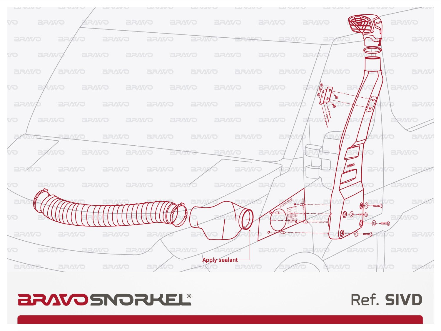 Snorkel Bravo pour IVECO DAILY 2014 et plus, accessoire de protection et d'évacuation pour véhicule utilitaire.