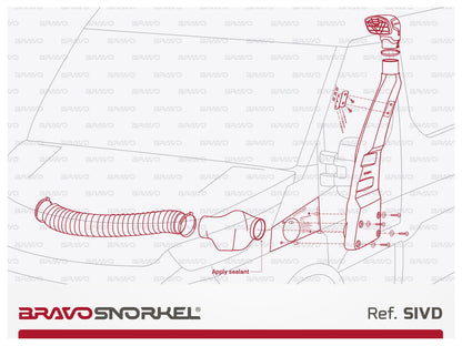 Snorkel Bravo pour IVECO DAILY 2014 et plus, accessoire de protection et d'évacuation pour véhicule utilitaire.