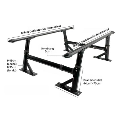 Support de benne universel en aluminium pour pickup BULLFACE, robuste et léger, adaptable pour véhicules utilitaires.