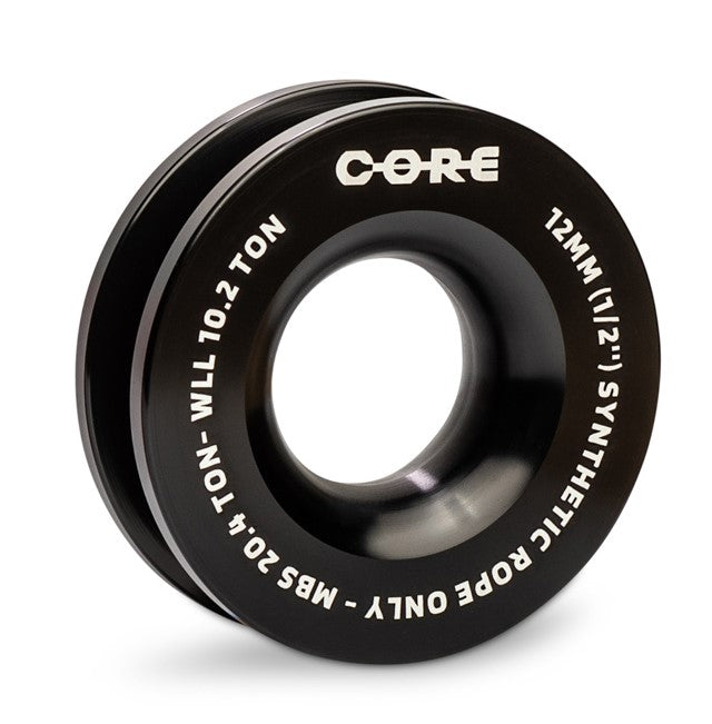 Poulie de renvoi Core Donut 98mm avec corde synthétique 20.4T, accessoire pour treuils, marque CORE, vue de face.
