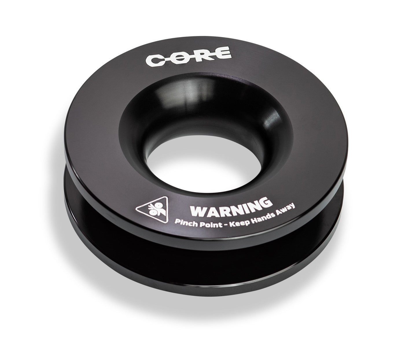Poulie de renvoi Core Donut 98mm avec corde synthétique 20,4T, accessoire pour treuils, noir et métallique, fixation robuste.