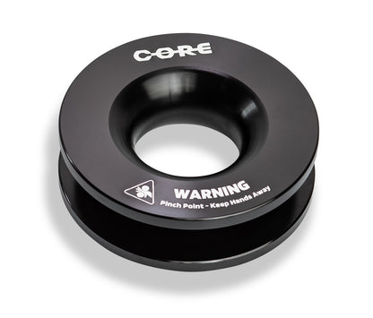 Poulie de renvoi Core Donut 98mm avec corde synthétique 20,4T, accessoire pour treuils, noir et métallique, fixation robuste.