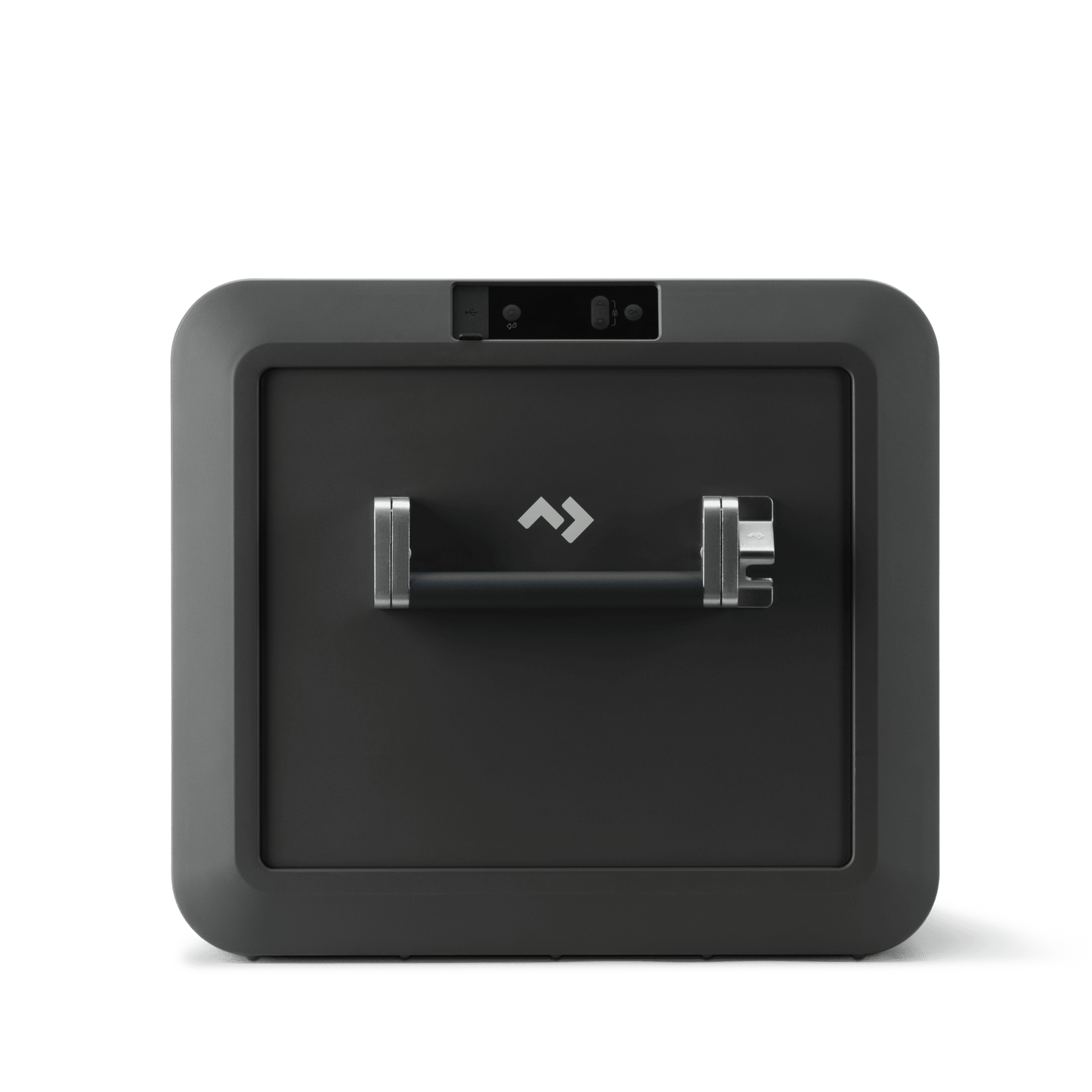 Réfrigérateur portable Dometic CFX5 95 DZ avec double zone, 94L, en extérieur, vue de face avec poignées et écran de contrôle