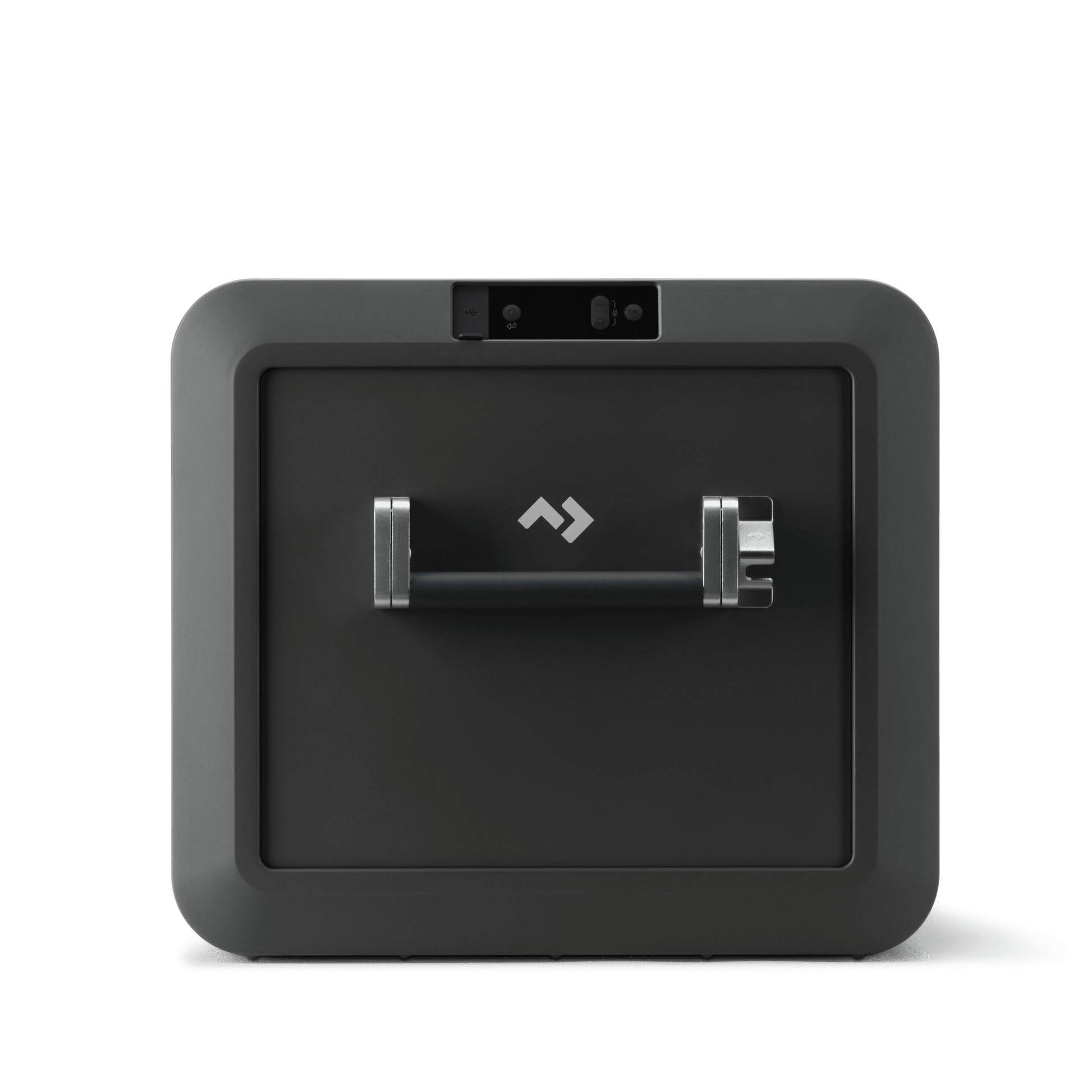Réfrigérateur portable Dometic CFX5 95 DZ avec double zone, 94L, en extérieur, vue de face avec poignées et écran de contrôle