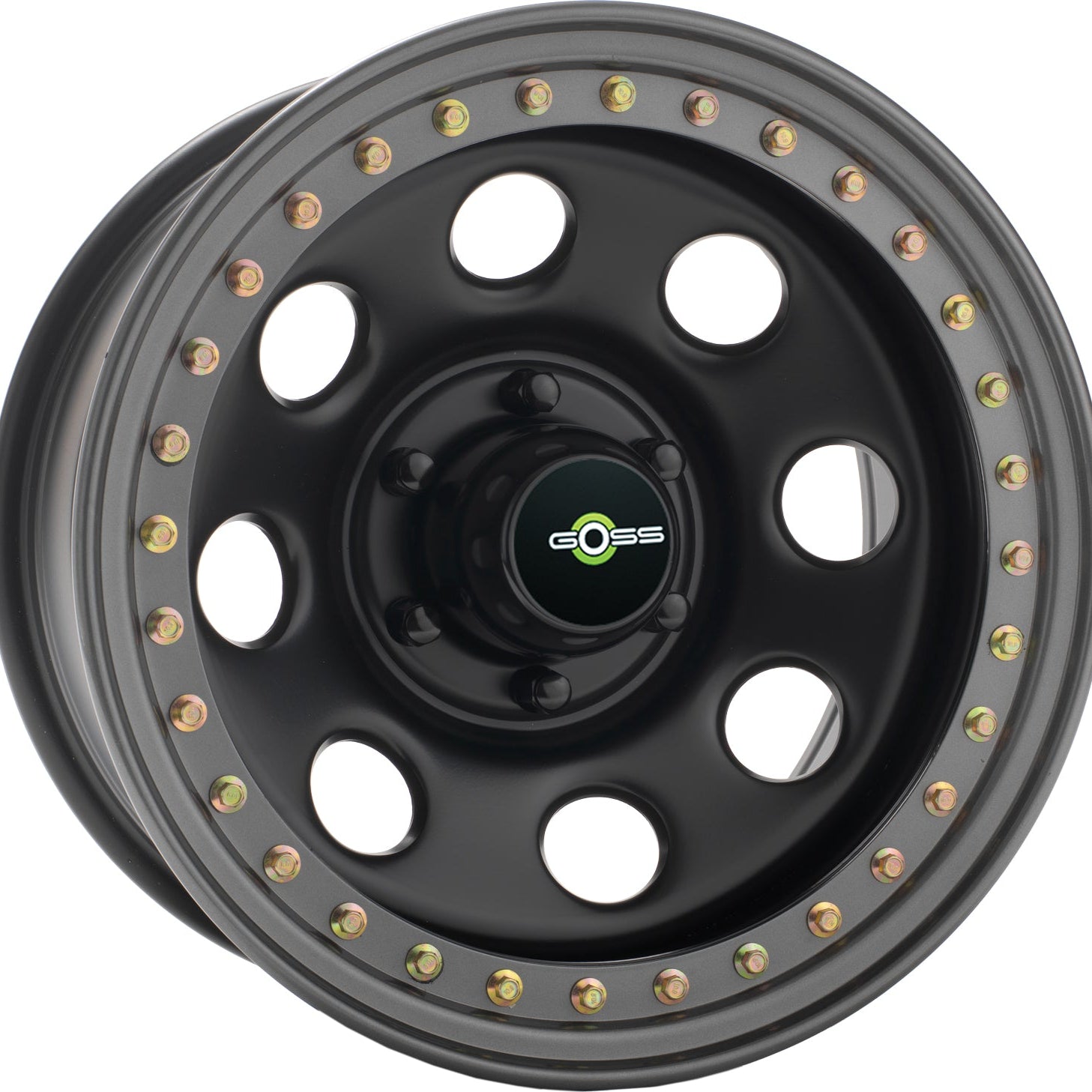 Jante en acier GOSS Daytona noir mat, modèle RA611BK, vue de face montrant la finition élégante et le design robuste.