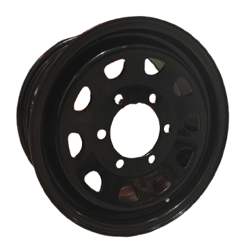 Jante en acier GOSS LT Black 17 pouces, vue de face montrant la finition noire et le design robuste.