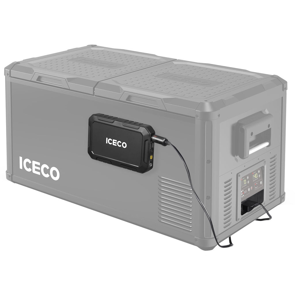 Batterie portable ICECO Magnetic 250Wh pour réfrigérateur et appareils électroniques, vue de face.