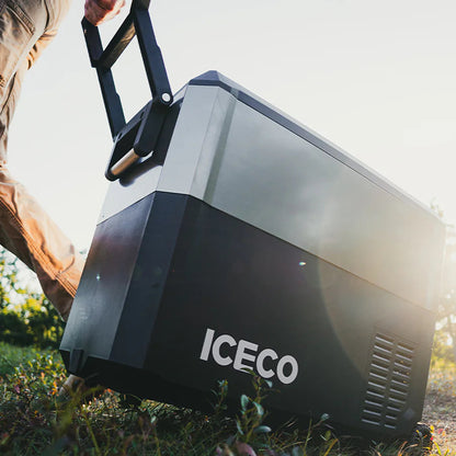 Glacière électrique ICECO JP50 PROS 50L, frigo et freezer off-road avec compresseur, conçue pour l'aventure et le camping.