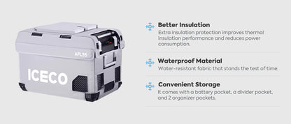 Housse isolante ICECO APL55 pour frigo, protection efficace, matériau durable, adaptée aux accessoires de camping et de voyage.