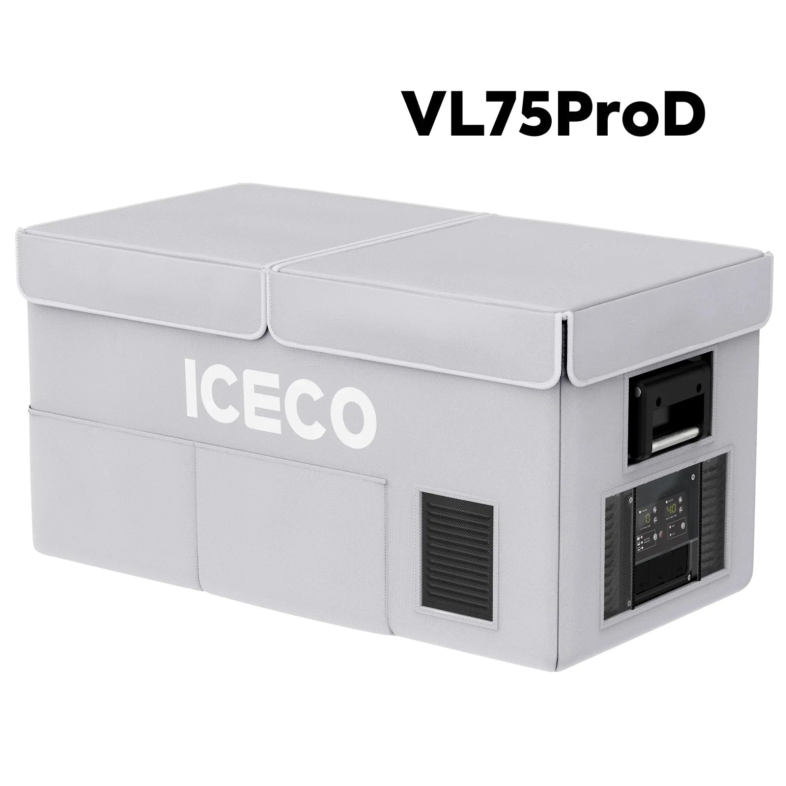 Housse isotherme ICECO pour frigo VL75PRO, accessoire de conservation thermique, en tissu résistant et isolant.