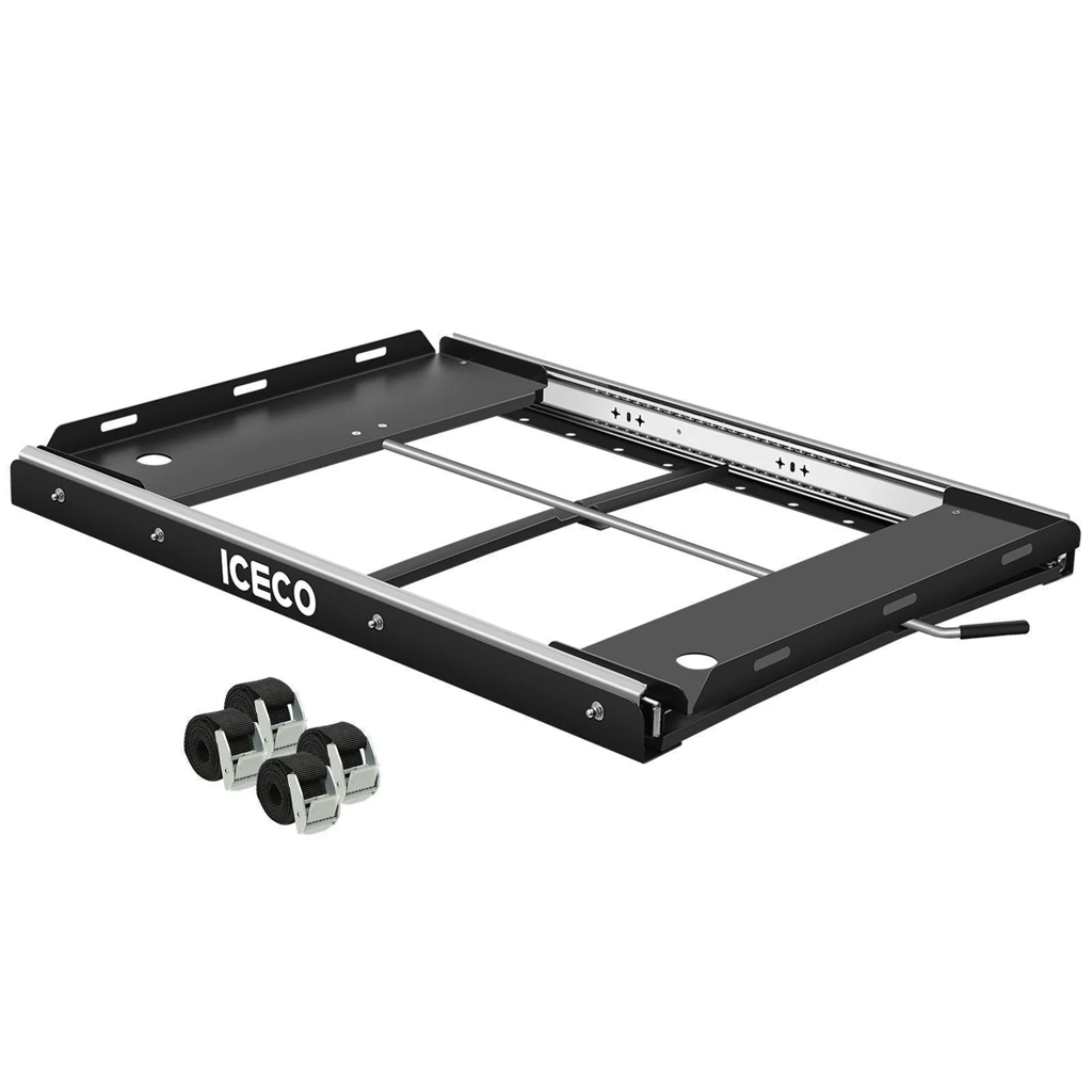 Plateau coulissant ICECO Heavy-Duty pour frigo, facilitant l'accès sécurisé et pratique aux accessoires du réfrigérateur ICECO.