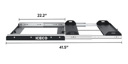 Plateau coulissant ICECO Heavy-Duty pour frigo, dispositif de sécurité et accès optimal pour accessoires de réfrigérateur.