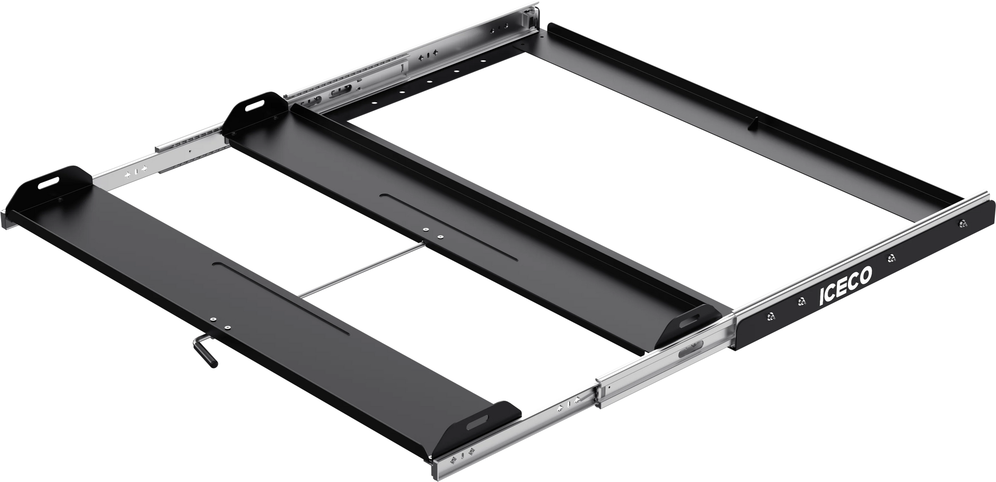 Plateau coulissant ICECO Heavy-Duty pour frigo avec sécurité et accès optimal, accessoire pratique pour rangement.