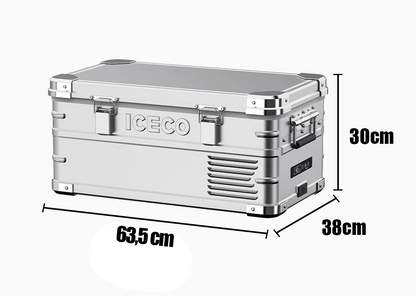 Réfrigérateur/congélateur ICECO 20L Single-Zone en argent, appareil compact pour conservation froide et glacée.