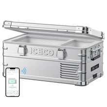 Réfrigérateur/congélateur ICECO 20L à zone unique en argent, compact et portable, idéal pour le stockage de boissons et aliments.
