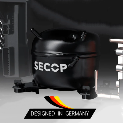 Réfrigérateur ICECO APL20 20L noir portable et connecté, compact pour le camping ou les voyages, en image.