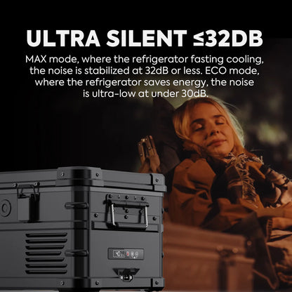 Réfrigérateur/congélateur portable ICECO APL20 20L en noir, connecté, compact, idéal pour le camping ou les voyages.