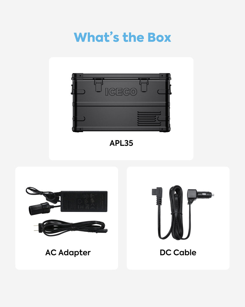 Réfrigérateur/congélateur ICECO APL35 35L double zone noir, compact et portable pour stockage froid et glacé.