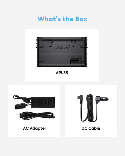 Réfrigérateur/congélateur ICECO APL35 35L double zone noir, compact et portable pour stockage froid et glacé.