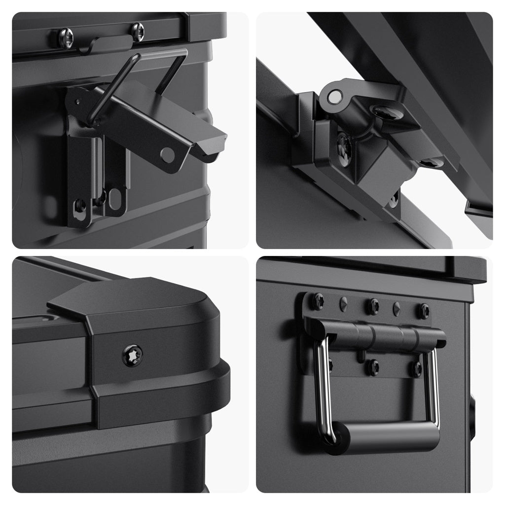 Réfrigérateur/congélateur ICECO APL35 35L double zone noir, vue de face avec compartiments et poignée, pour camping ou voyage.