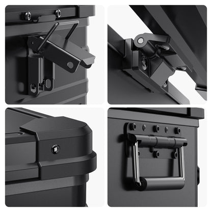 Réfrigérateur/congélateur ICECO APL35 35L double zone noir, vue de face avec compartiments et poignée, pour camping ou voyage.