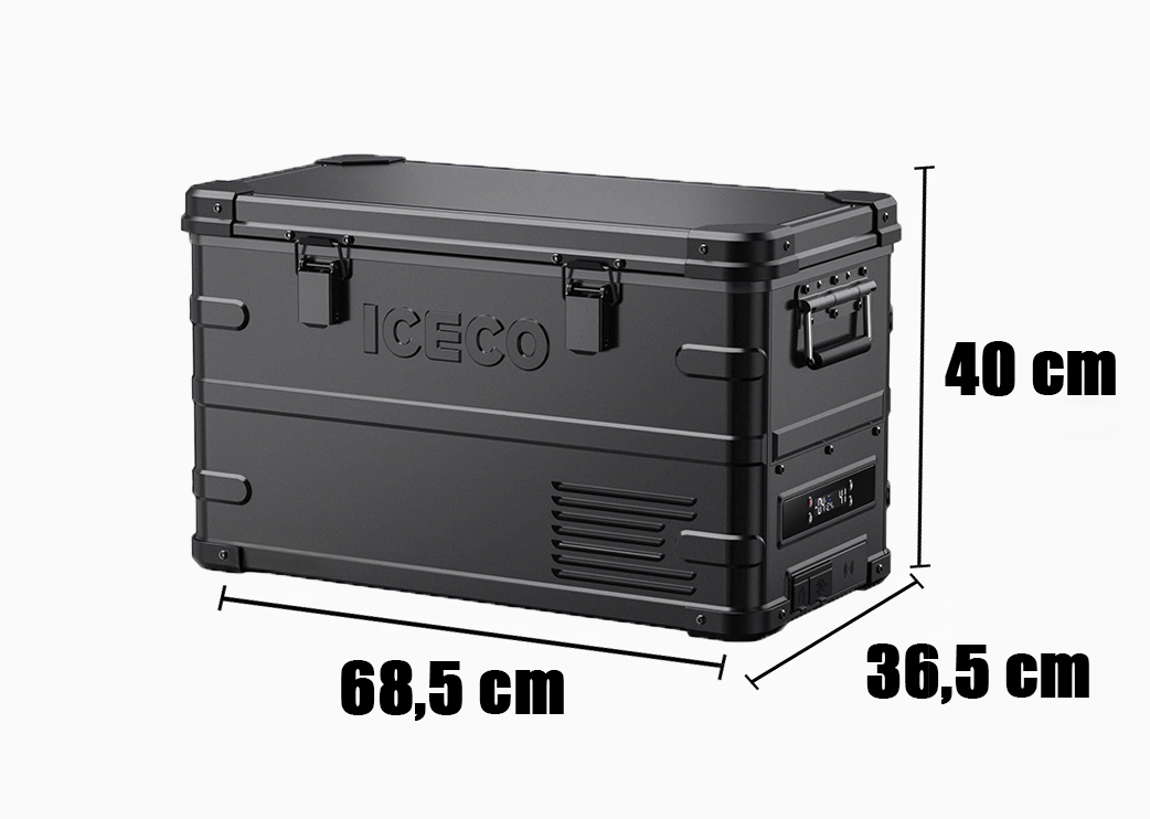 Réfrigérateur/congélateur ICECO APL35 35L double zone en noir, appareil compact pour stockage froid et congélation.