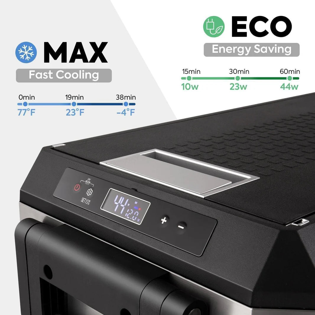 Réfrigérateur congélateur ICECO JP30 PROS, 30L, zone unique, unité compacte pour conservation froide, vue de face.