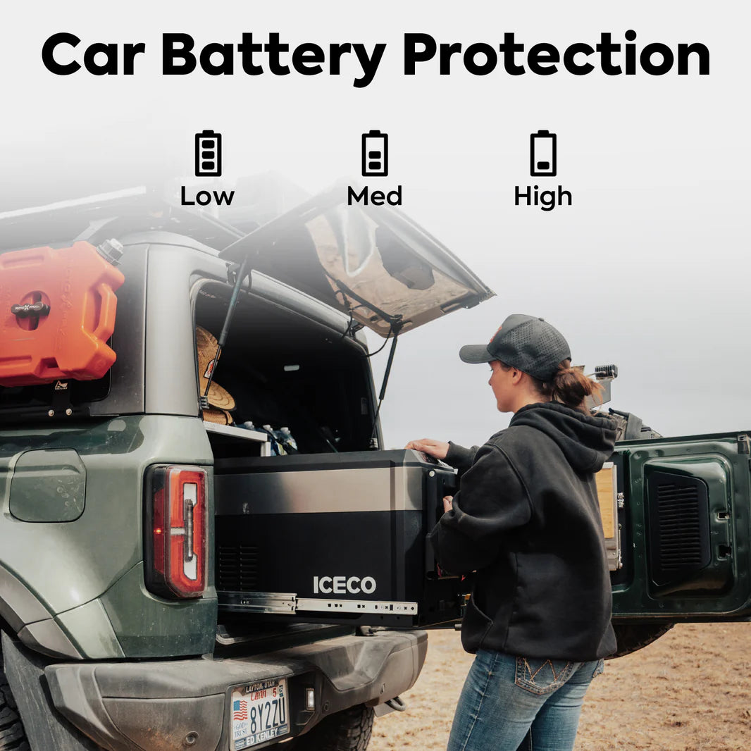 Réfrigérateur ICECO JP30 PROS, congélateur 30L en zone unique, compact et portable, pour camping ou voyage.