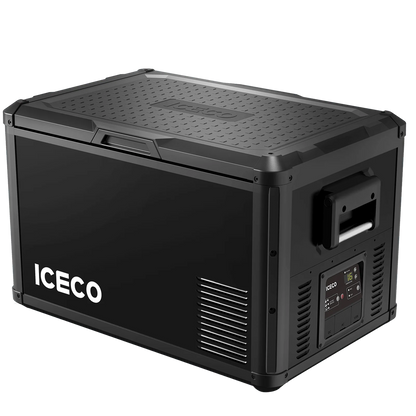 Réfrigérateur-congélateur ICECO VL60PROS 60L portable, idéal pour la puissance et la mobilité, avec compartiments de stockage.