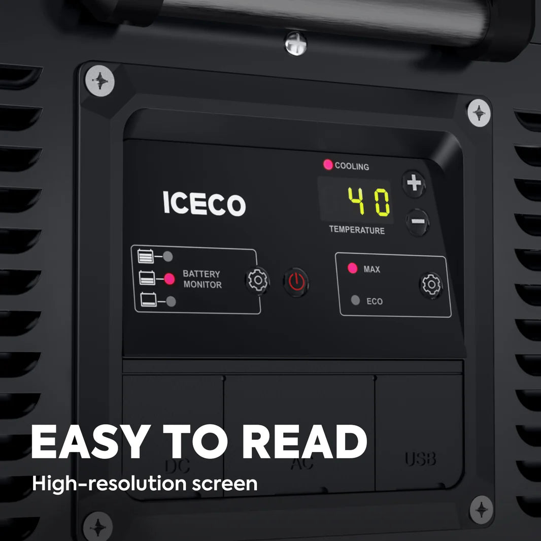 Réfrigérateur congélateur ICECO VL60PROS, 60L, portable, compact, idéal pour la cuisine ou le camping, en image.