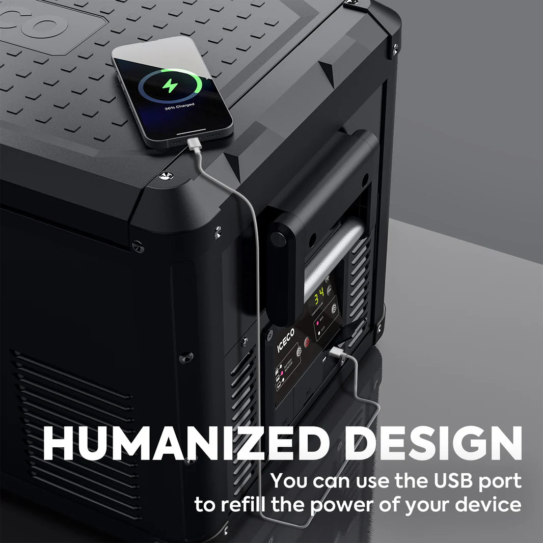 Réfrigérateur congélateur ICECO VL60PROS 60L portable, compact et puissant, idéal pour la cuisine et les activités extérieures.