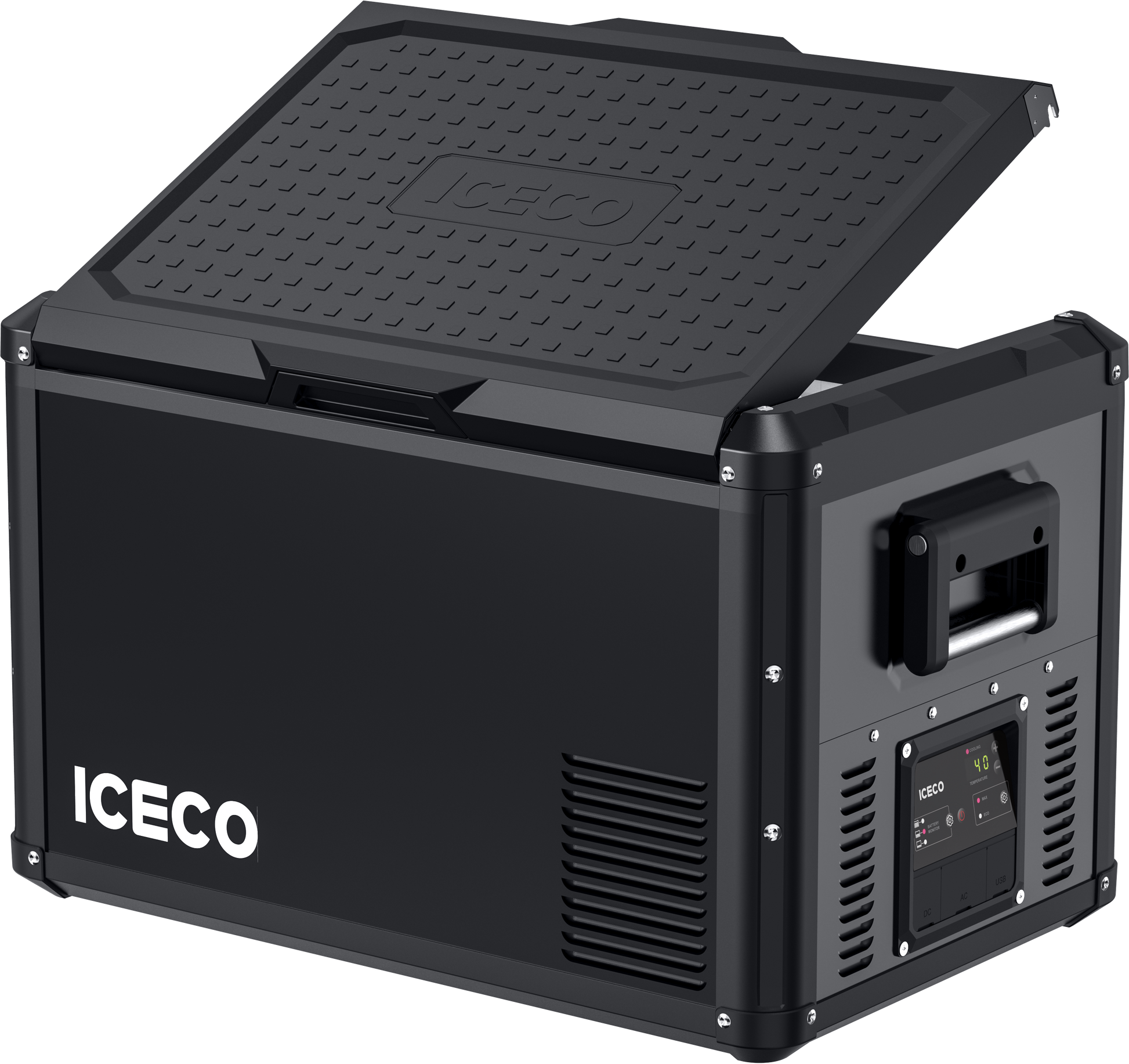 Réfrigérateur Congélateur ICECO VL60PROS 60L en vert olive, compact et léger, idéal pour camping et activités outdoor.