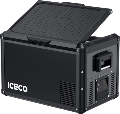 Réfrigérateur Congélateur ICECO VL60PROS 60L en vert olive, compact et léger, idéal pour camping et activités outdoor.