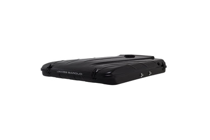 Tente de toit James Baroud Evasion S/M/XL avec coque rigide, vue de face sur la tente de toit pour camping en plein air.