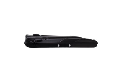 Tente de toit James Baroud Evasion S/M/XL avec coque rigide, vue de face montrant la structure robuste et l’ouverture principale