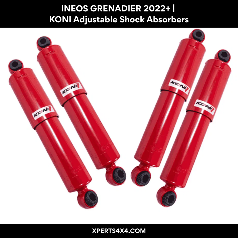 Amortisseur KONI Heavy Track RAID pour INEOS Grenadier, suspension rehaussée de 0 à 50 mm, visible en image.