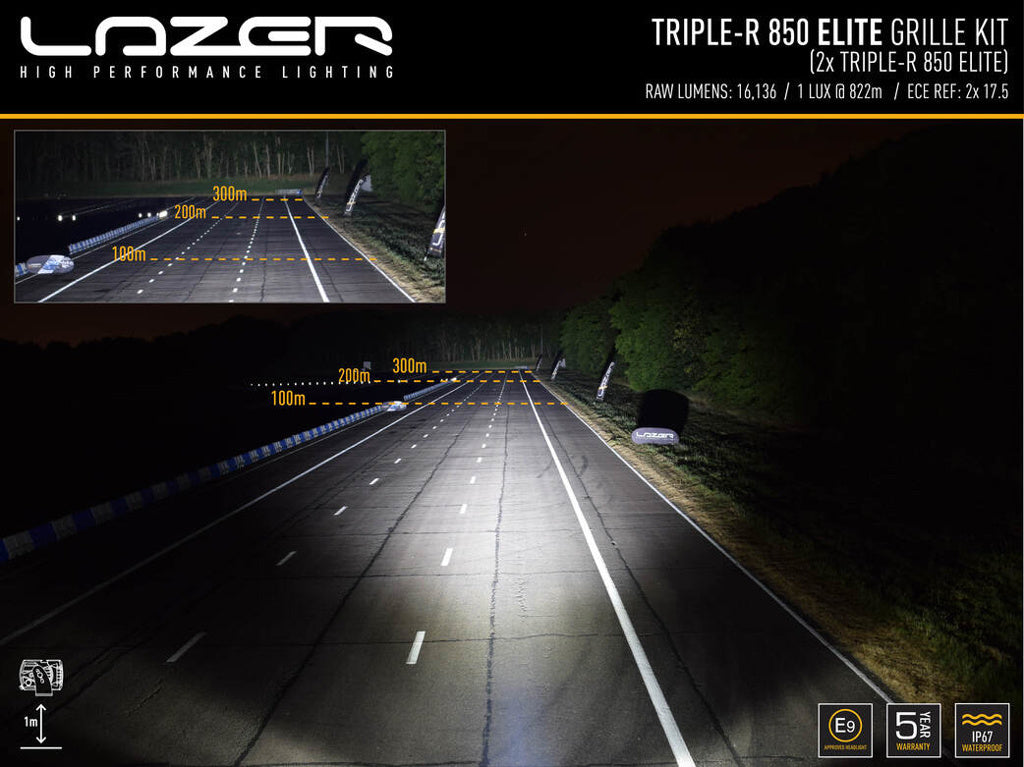 Kit de calandre Lazer Triple-R 850 LED pour Ford Ranger Raptor 2023+, éclairage LED robuste et performant de LAZER LAMPS.