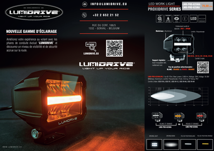 Phare de travail LED Lumidrive PROXIDRIVE, étanche, 2800 lumens, éclairage LED robuste pour travaux extérieurs.